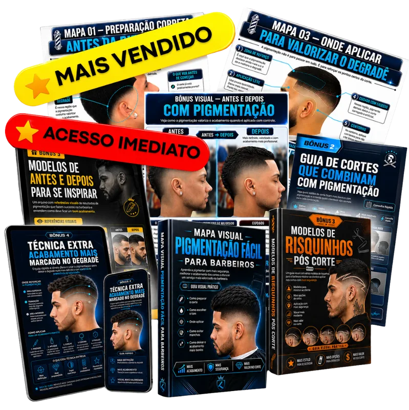 Mockup principal do Mapa Visual Pigmentação Fácil para Barbeiros